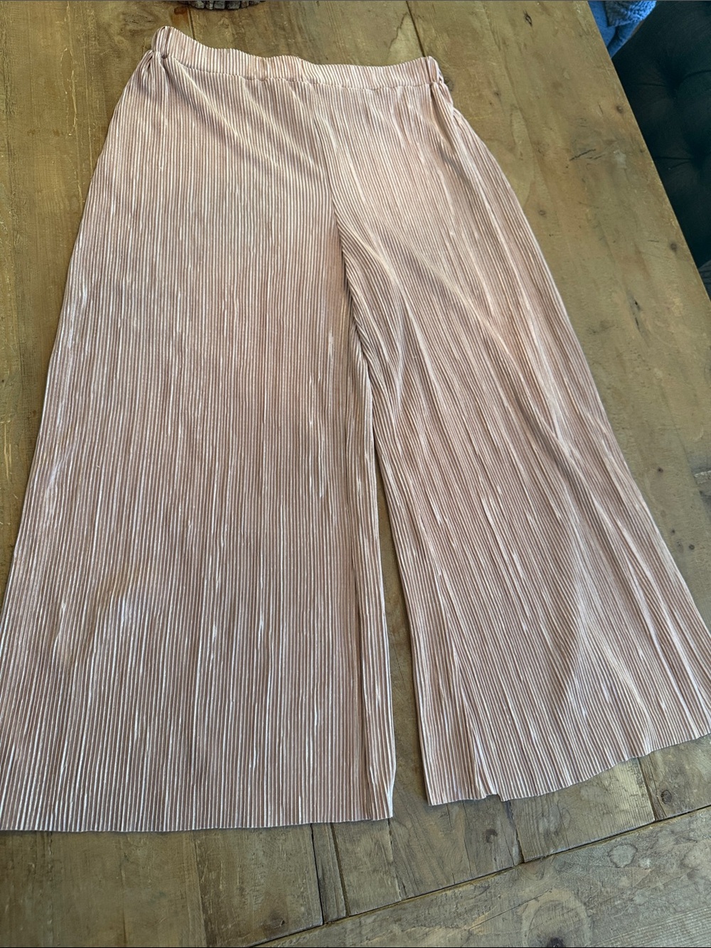 Zara Pleated Wide-Leg Pants in Blush Pink